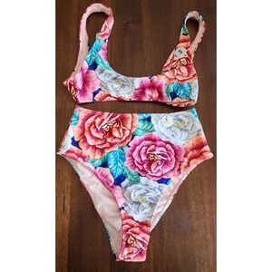 NWT Forever 21 Bikini Set Size S Floral Multicolor Nylon Spandex